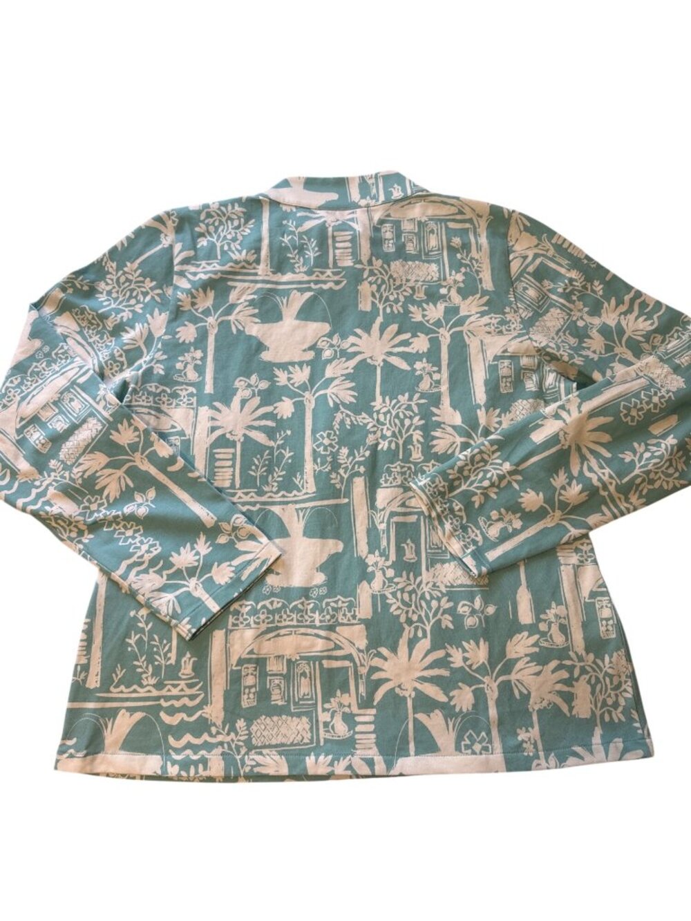 Spartina 449 Aqua Toile 1/2 Zip Pullover Womens Size L Long Sleeve Made In Peru - Picture 5 of 6